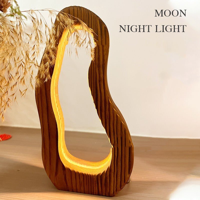 -23% Hollow Design LED Simple Style Desktop Wooden Table Lamp